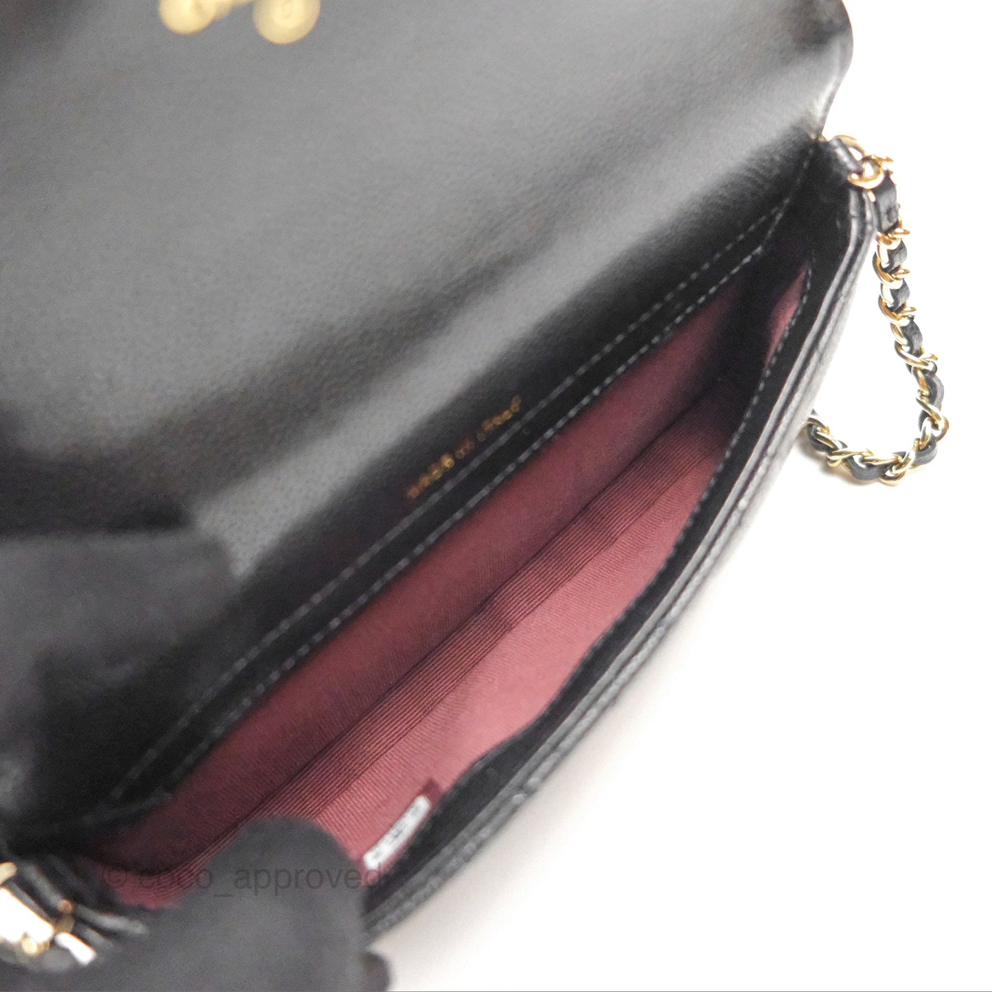 Chanel Classic Flap Phone Holder With Chain Black Caviar Gold Hardware 22A