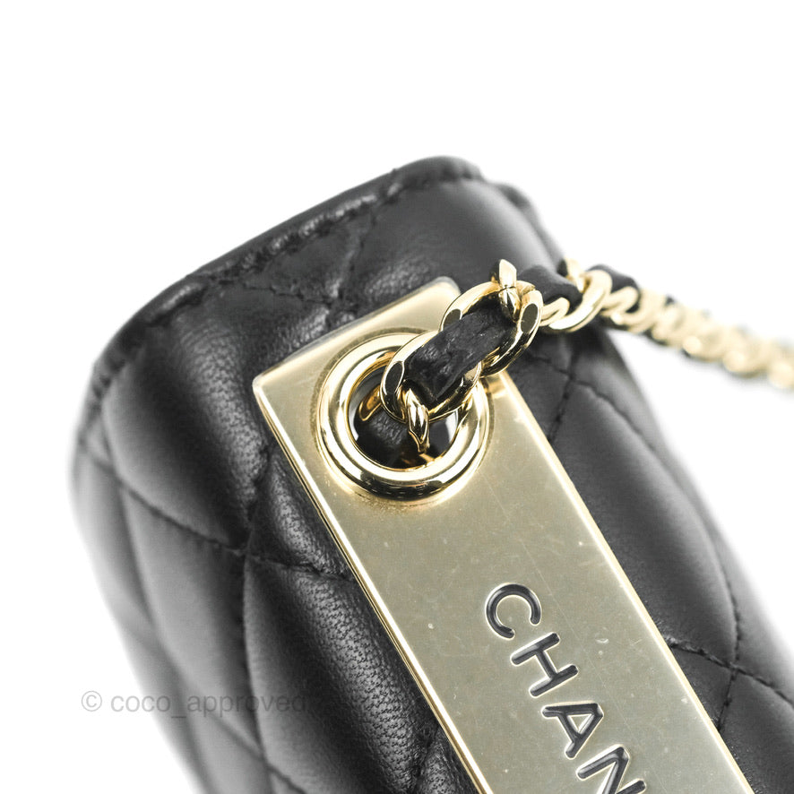 Chanel Mini Quilted Trendy CC Clutch With Chain Black Lambskin Gold Hardware