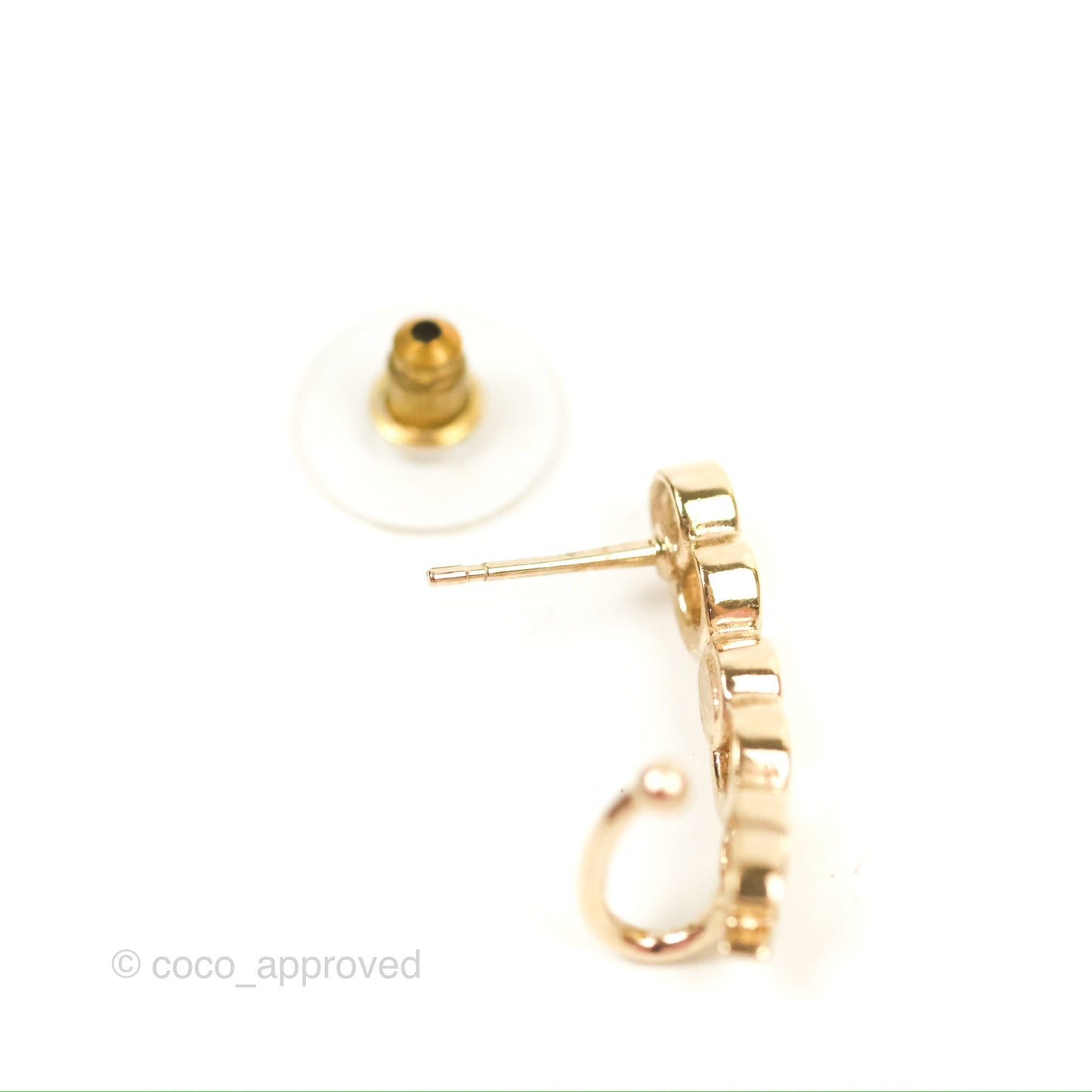 Chanel CC Coco Crystal Earrings Ear Cuff Gold Tone 22P