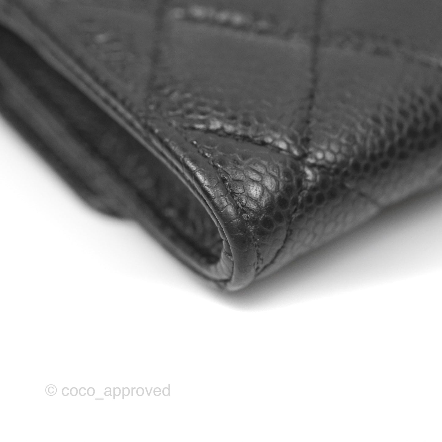 Chanel Quilted Flap Card Holder Black Caviar Silver Hardware