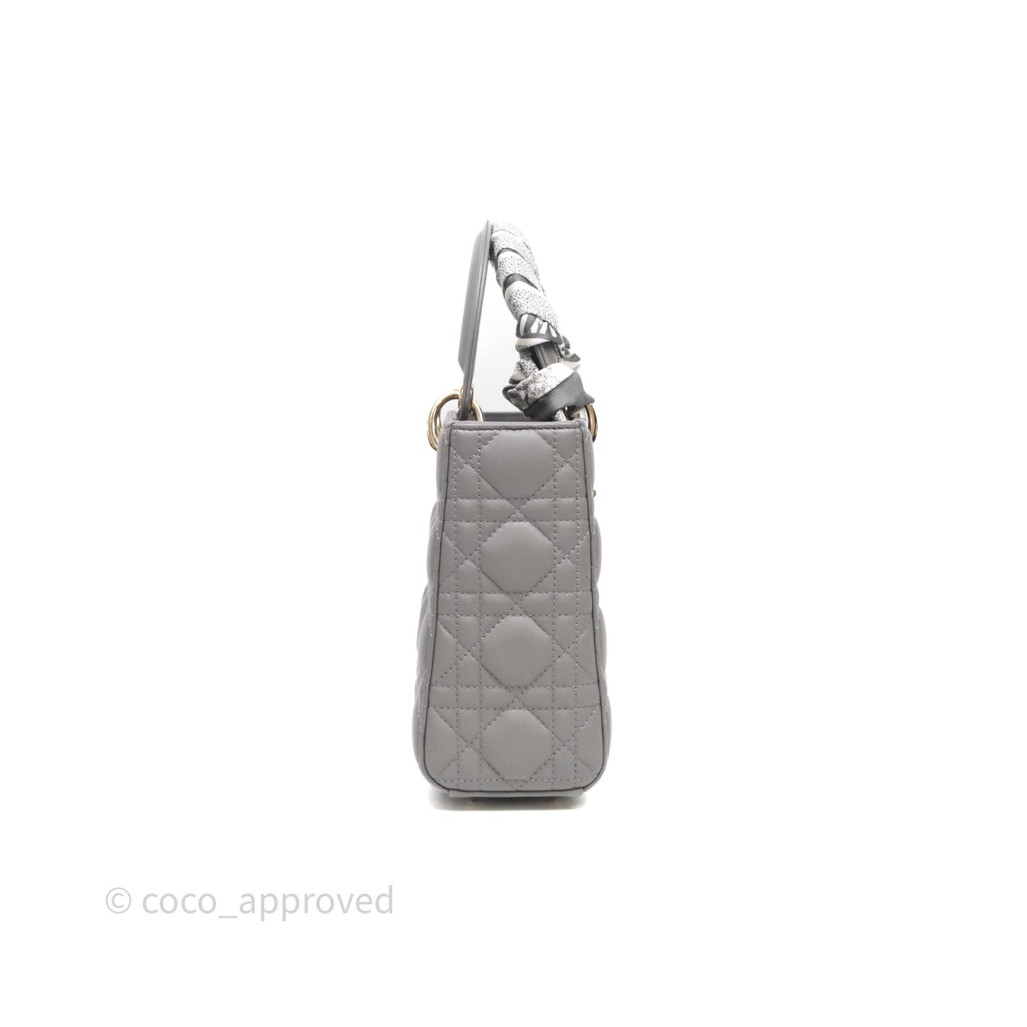 Christian Dior Small Lady Dior Grey Lambskin Gold Hardware