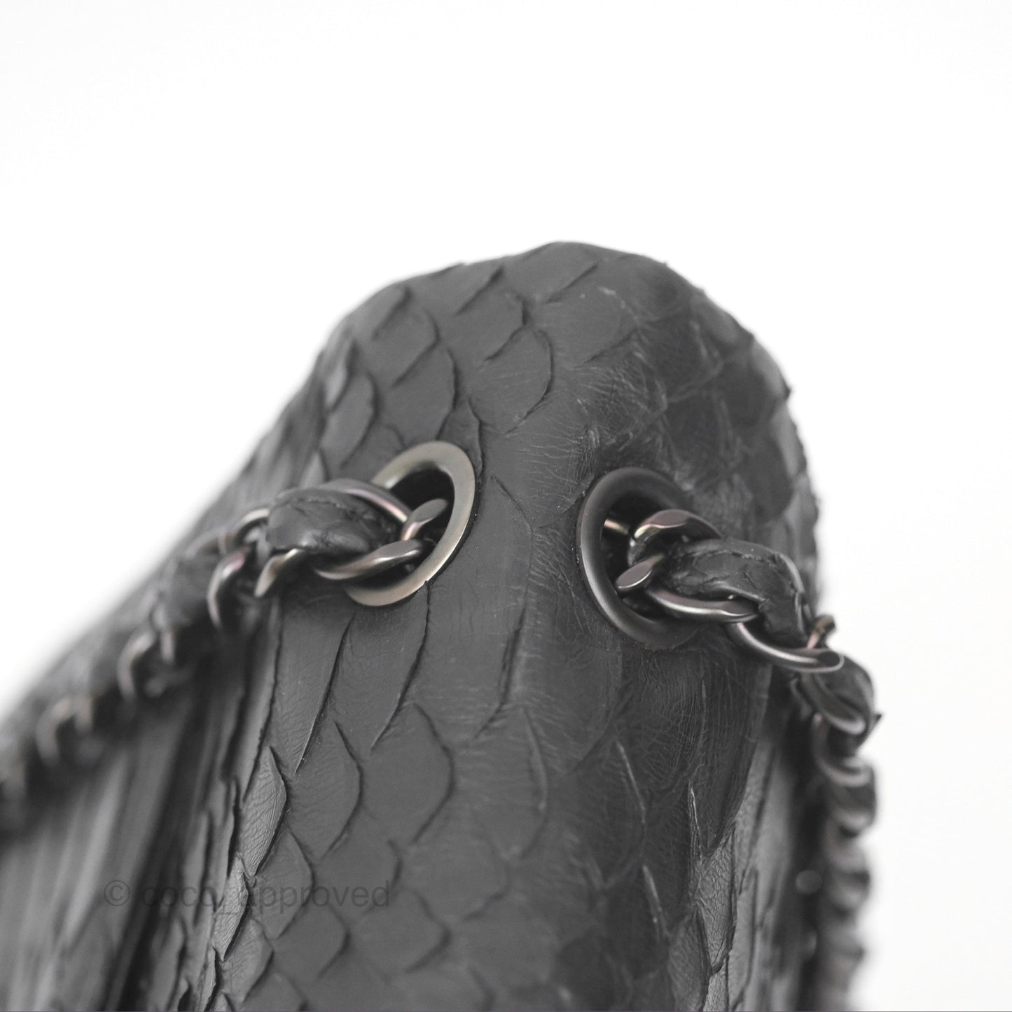 Chanel Maxi Double Flap Black Python Matte Black Hardware