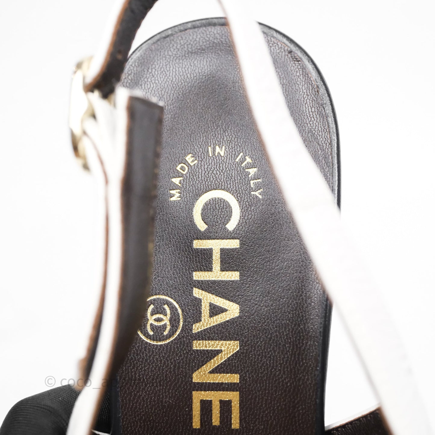 Chanel CC Logo Slingbacks Calfskin White/ Black 24P Size 36.5