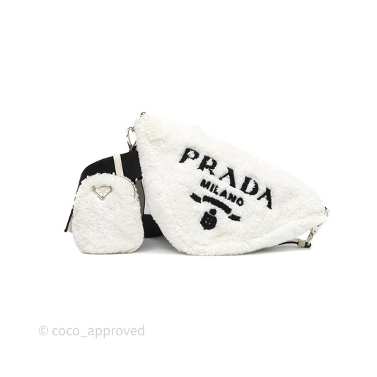 Prada Spugna Triangle White Bag