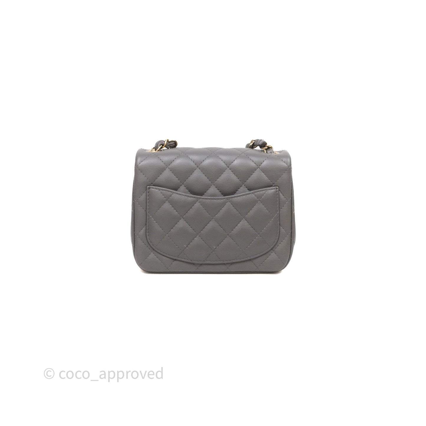 Chanel Mini Square Quilted Grey Lambskin Gold Hardware