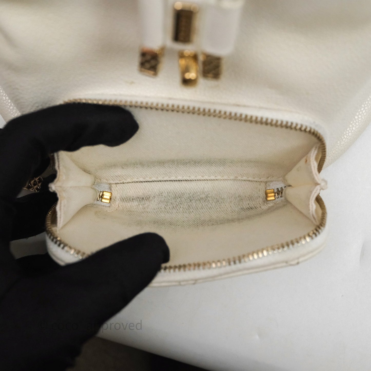 Chanel Quilted Business Affinity Backpack Ivory White Caviar Gold Hardware