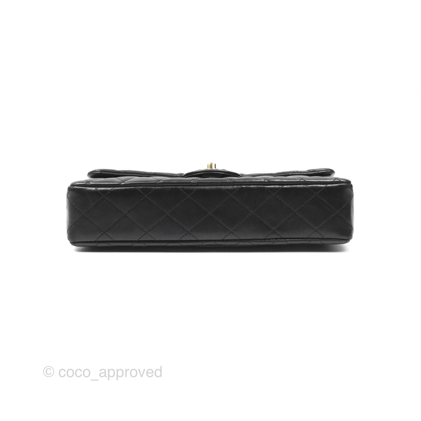 Chanel Quilted East West Flap Bag Black Lambskin Gold Hardware