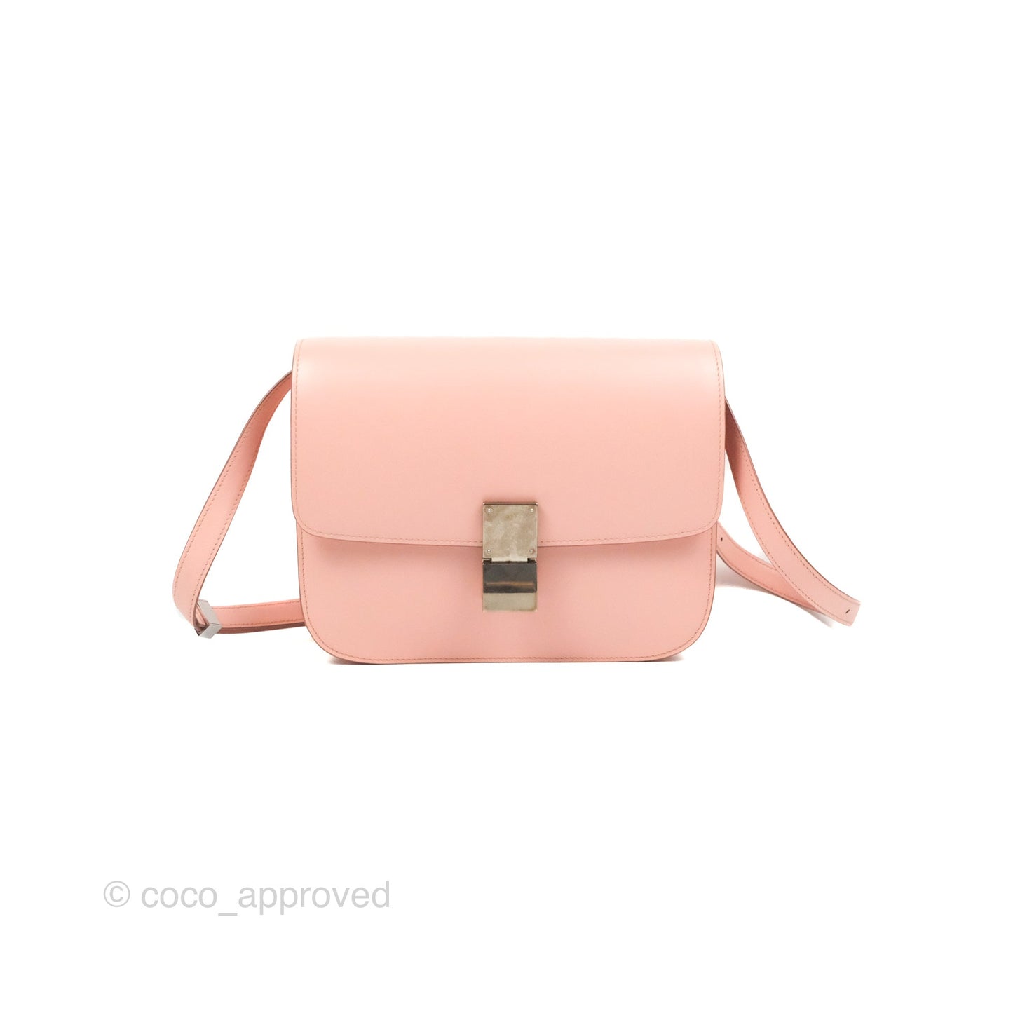 Celine Medium Classic Box Flap Light Pink Box Calfskin Silver Hardware