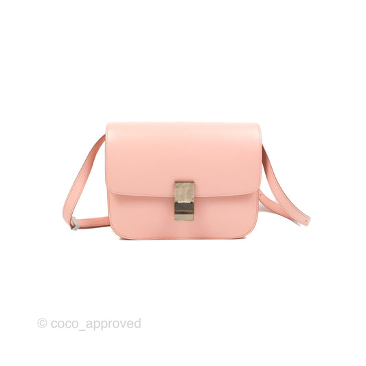 Celine Medium Classic Box Flap Light Pink Box Calfskin Silver Hardware