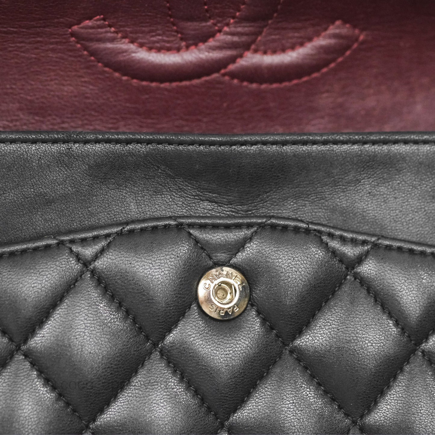 Chanel Classic M/L Medium Flap Quilted Black Lambskin Silver Hardware