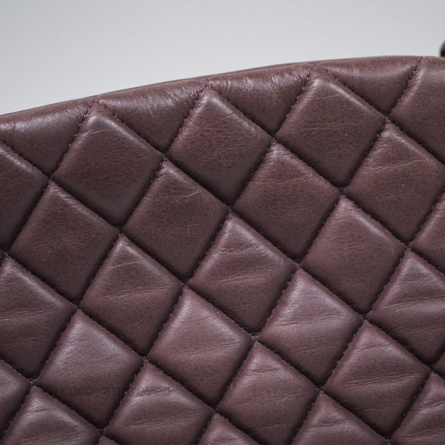 Chanel Large Mademoiselle Bowling Crumpled Calfskin Purple Ruthenium Hardware
