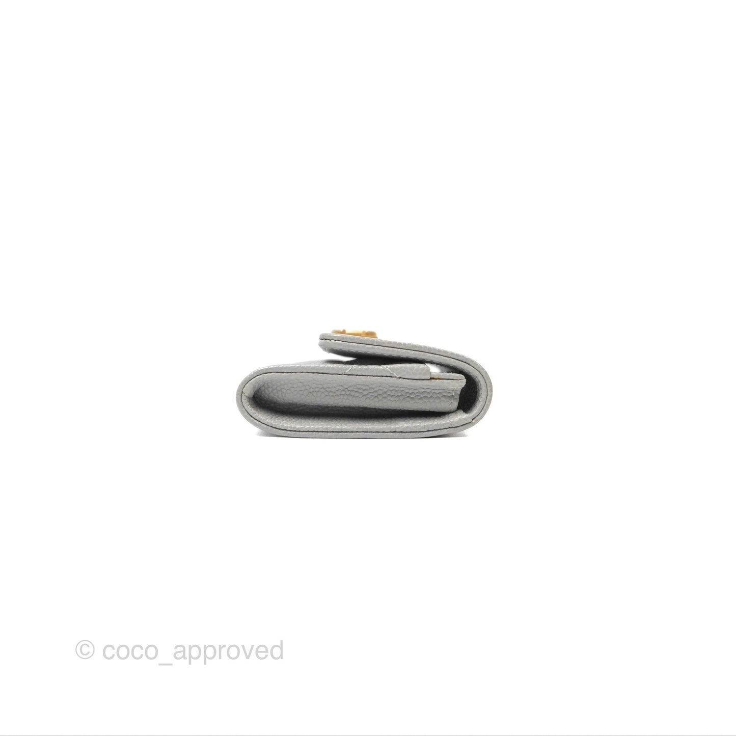 Chanel Boy Quilted Flap Card Holder Grey Caviar Aged Gold Hardware