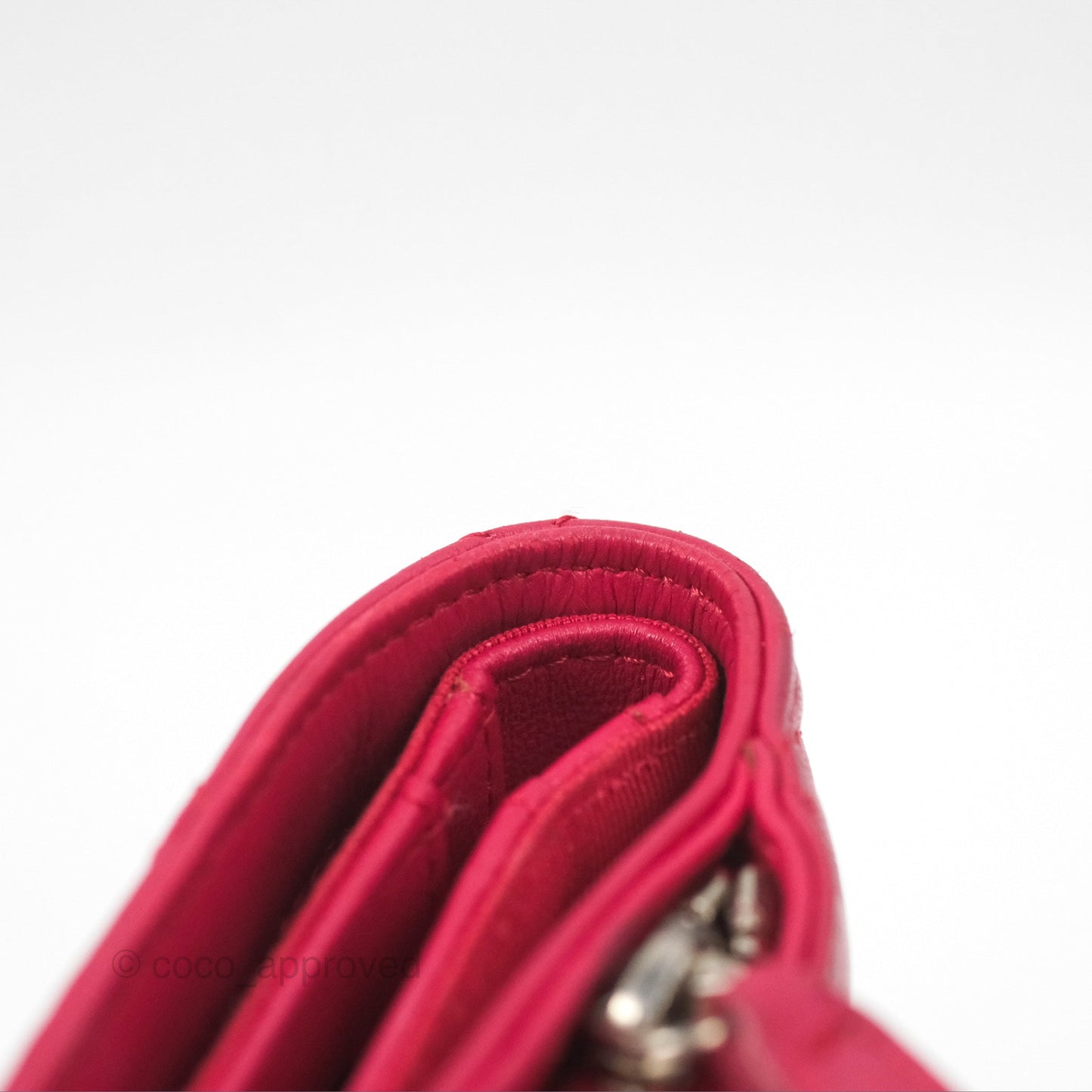 Chanel Quilted Classic French Wallet Lambskin Red Silver Hardware