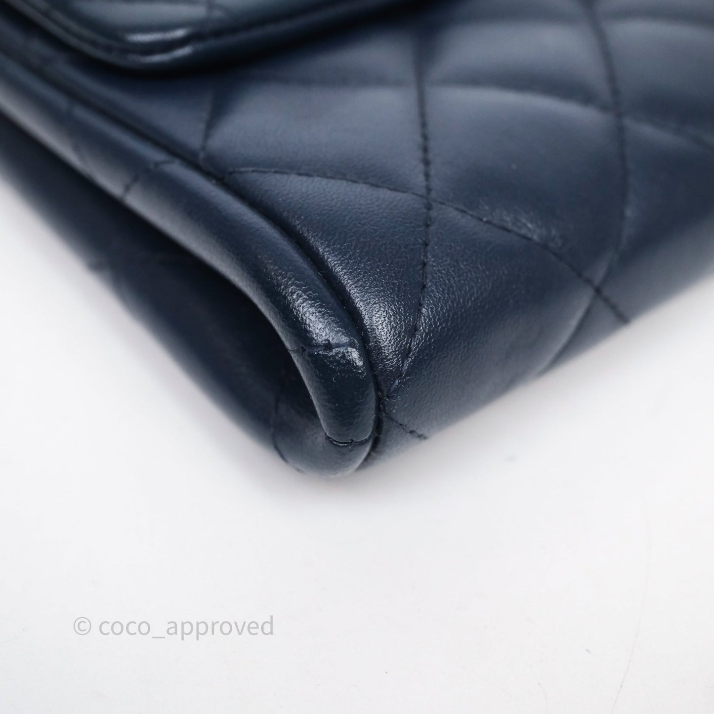 Chanel Quilted Clutch with Chain Lambskin Navy Gun Metal Hardware