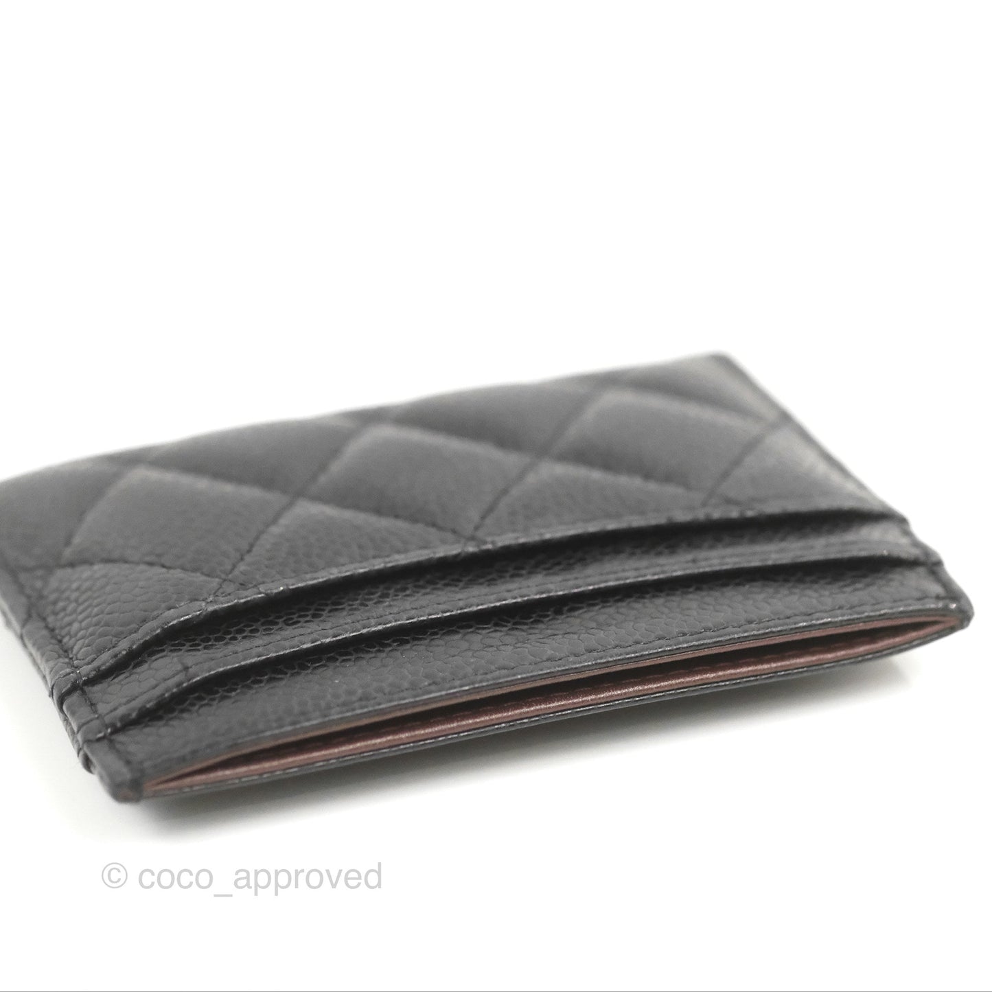 Chanel Classic Flat Card Holder Black Caviar Gold Hardware