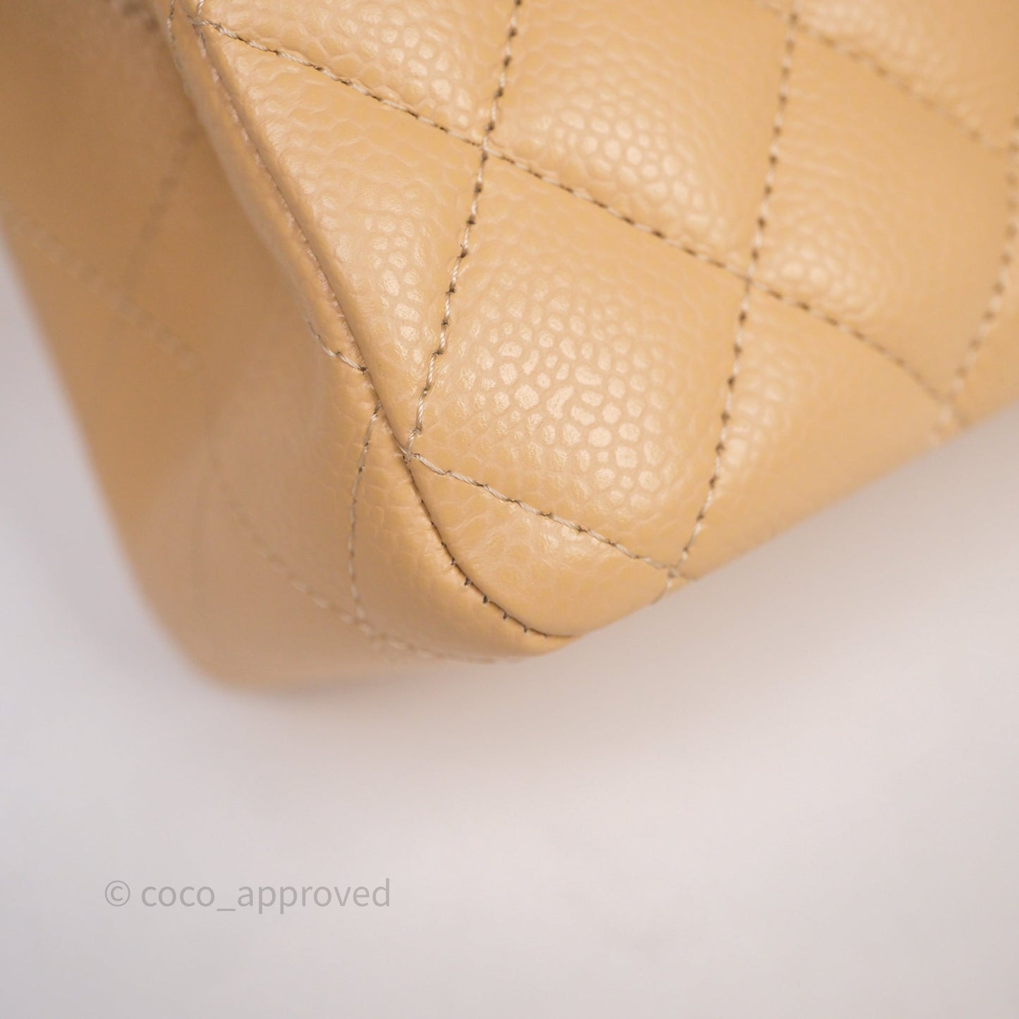 Chanel Classic M/L Medium Flap Quilted Beige Caviar Gold Hardware