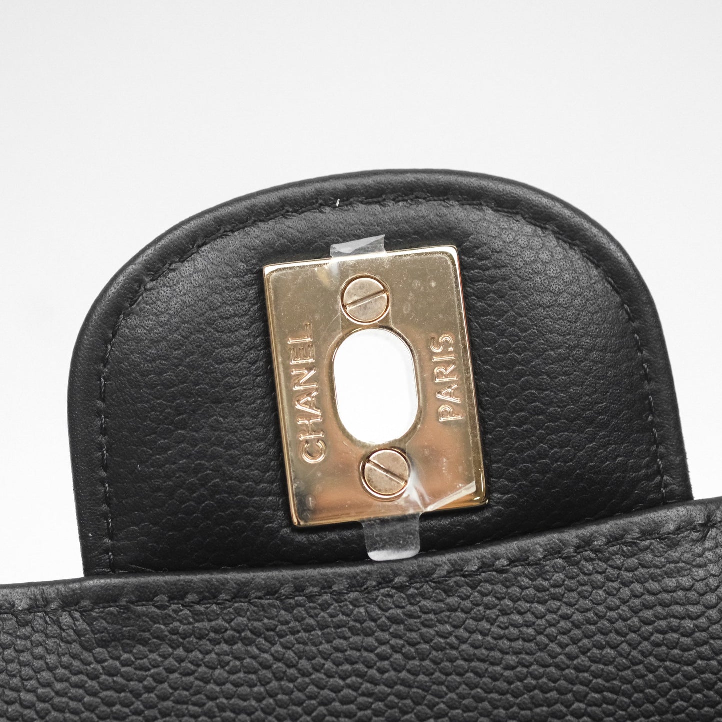Chanel Classic M/L Medium Flap Chevron Black Caviar Gold Hardware