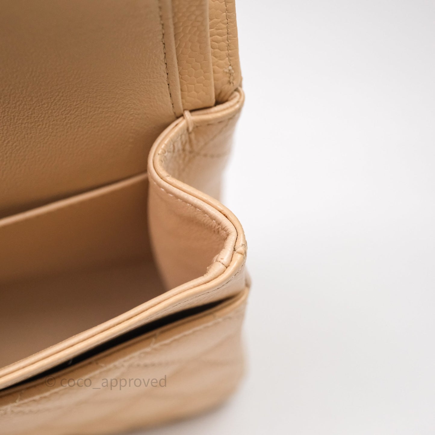 Chanel Classic M/L Medium Flap Quilted Beige Caviar Gold Hardware