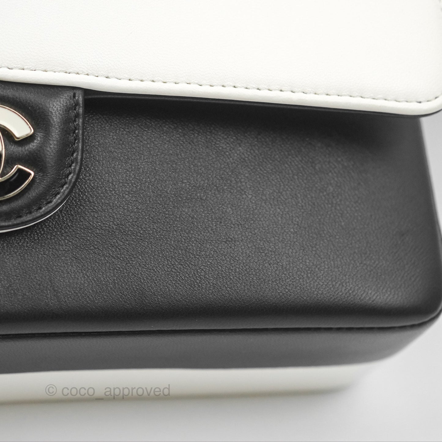 Chanel Medium Flap Black & White Lambskin Gold Hardware