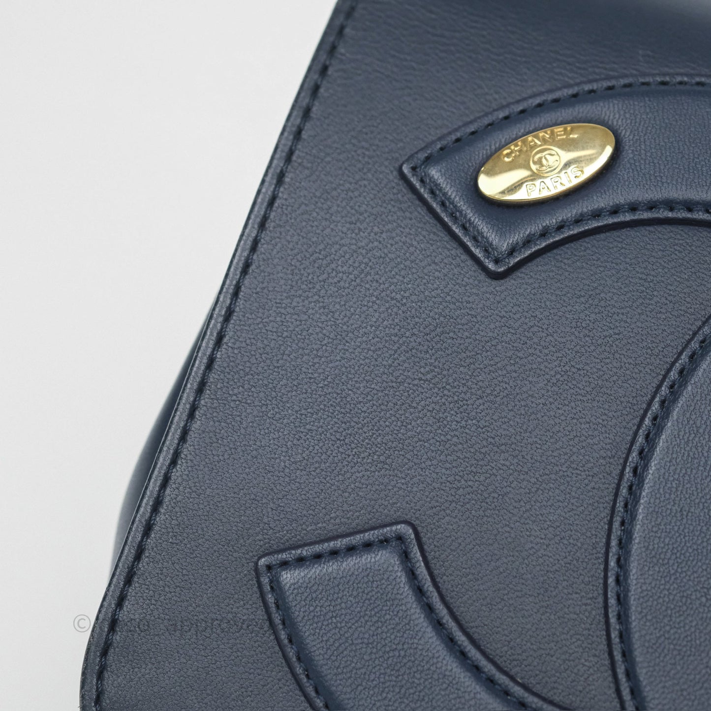 Chanel CC Mania Flap Bag Navy Lambskin Gold Hardware
