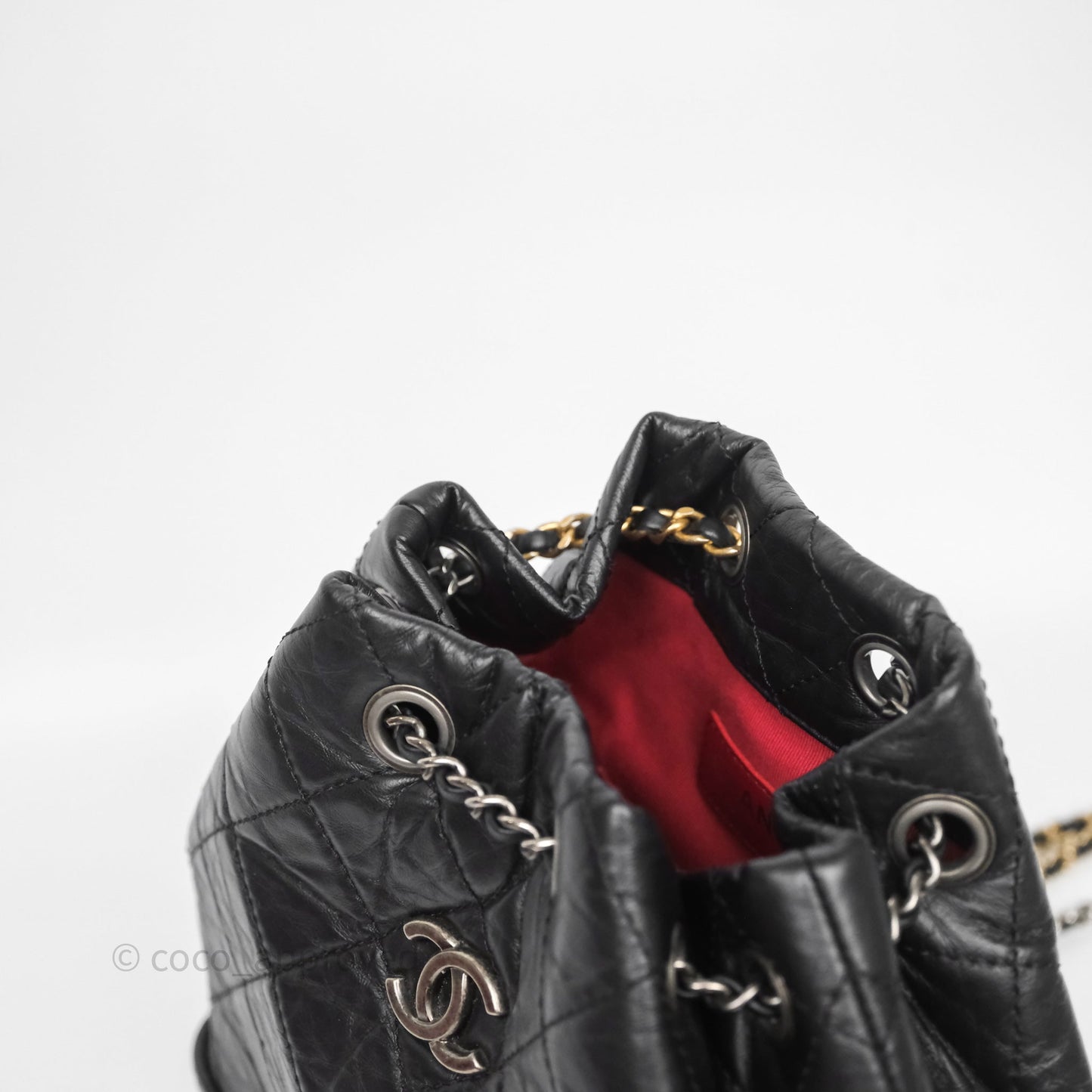 Chanel Small Gabrielle Backpack Quilted Black Aged Calfskin