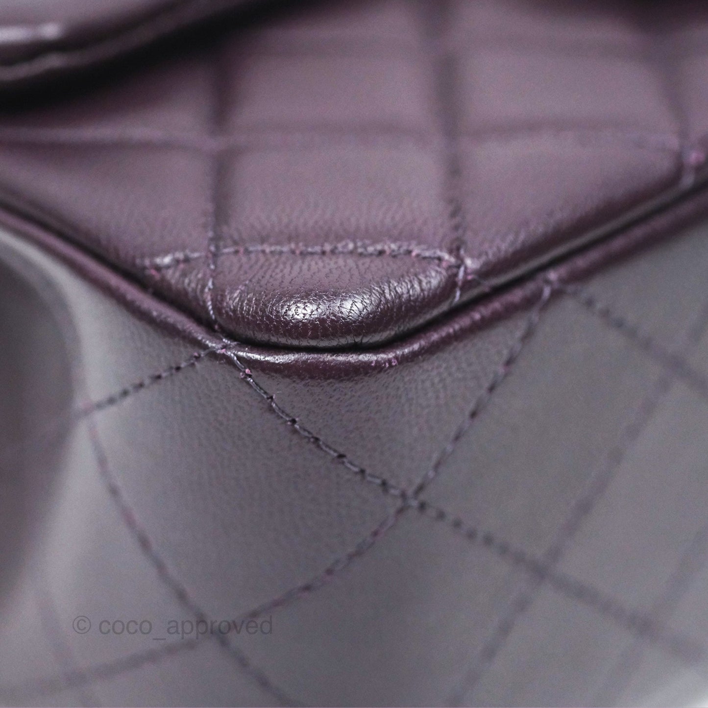 Chanel Mini Rectangular Quilted Dark Purple Lambskin Silver Hardware