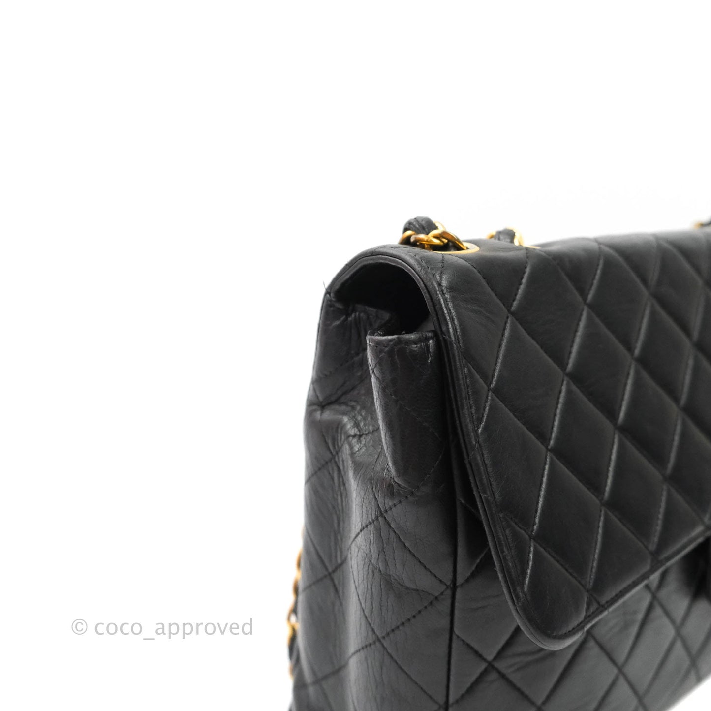 Chanel Vintage Jumbo Single Flap Black Lambskin 24K Gold Hardware