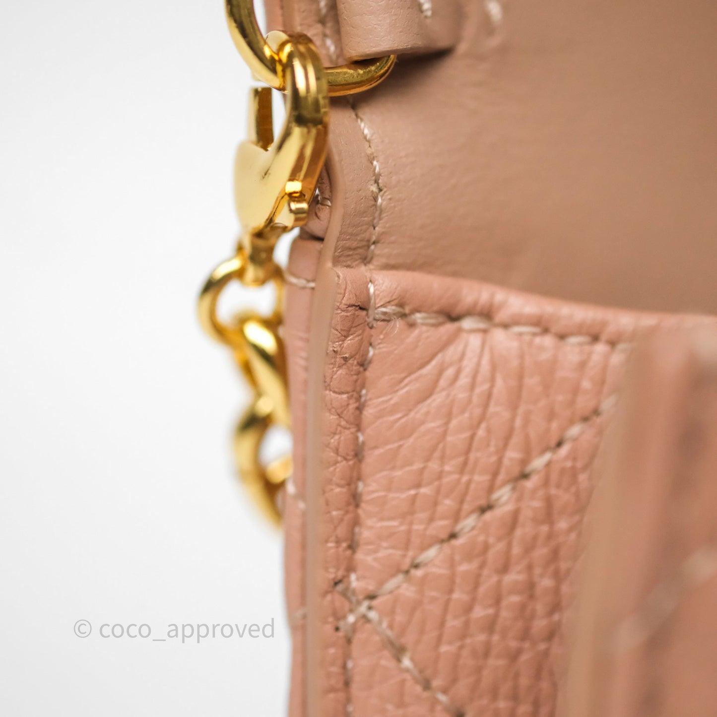 Christian Dior Caro Pouch with Chain In Supple Pink Cannage Calfskin