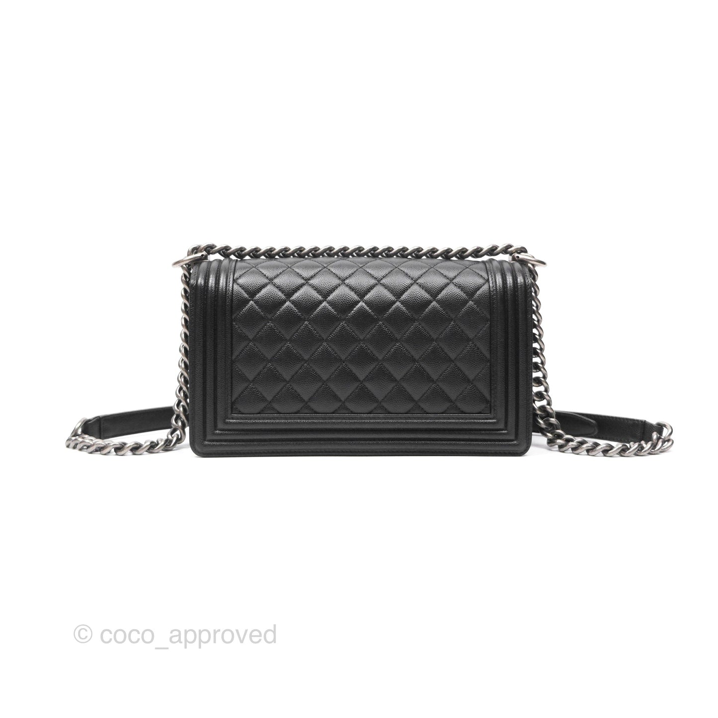Chanel Medium Boy Quilted Black Caviar Ruthenium Hardware