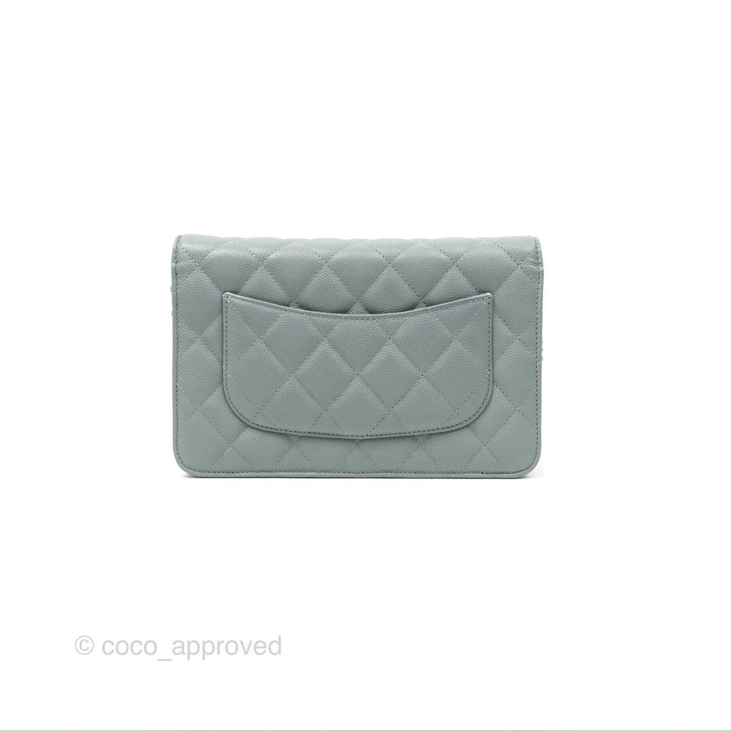 Chanel Quilted Classic Wallet on Chain WOC Green Caviar Silver Hardware