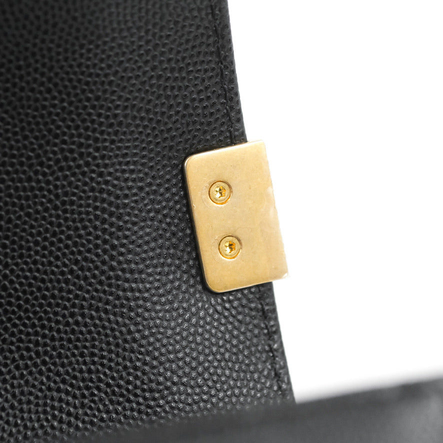 Chanel Quilted Medium Boy Black Caviar Aged Gold Hardware
