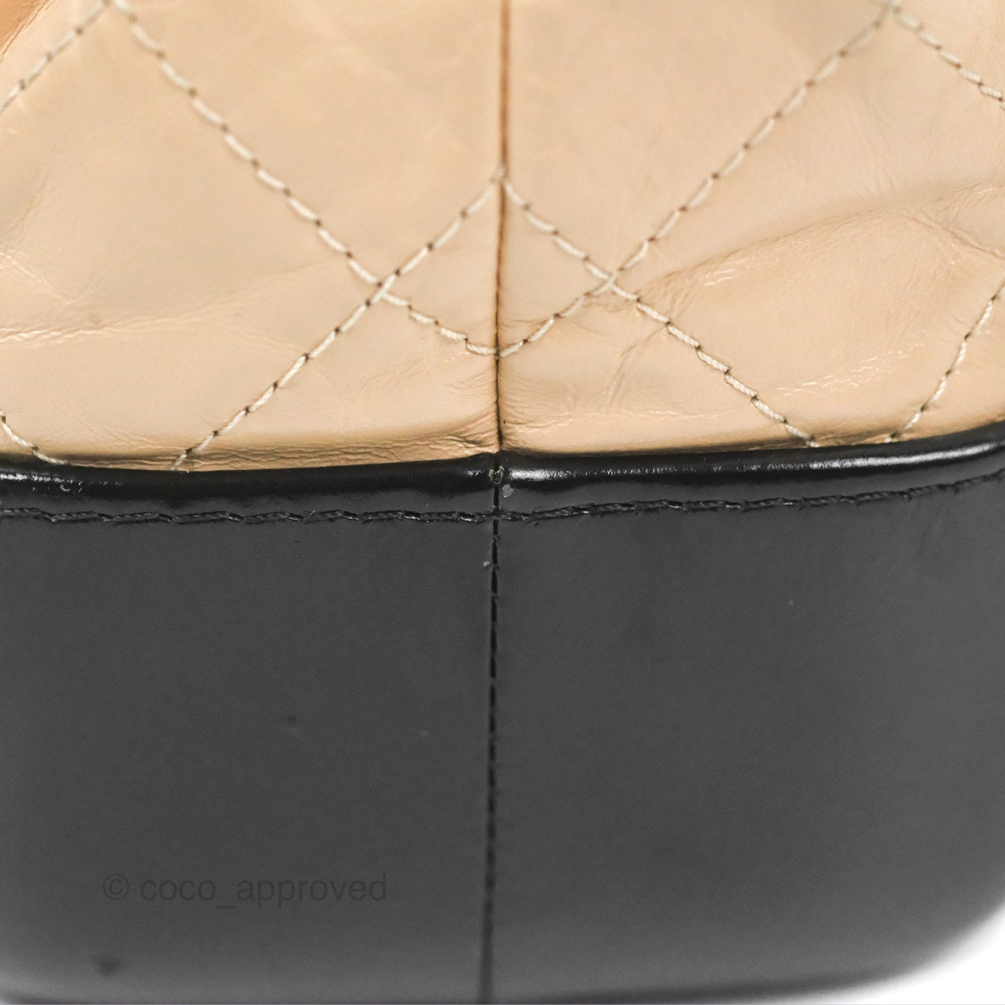 Chanel Small Gabrielle Backpack Beige Black Aged Calfskin