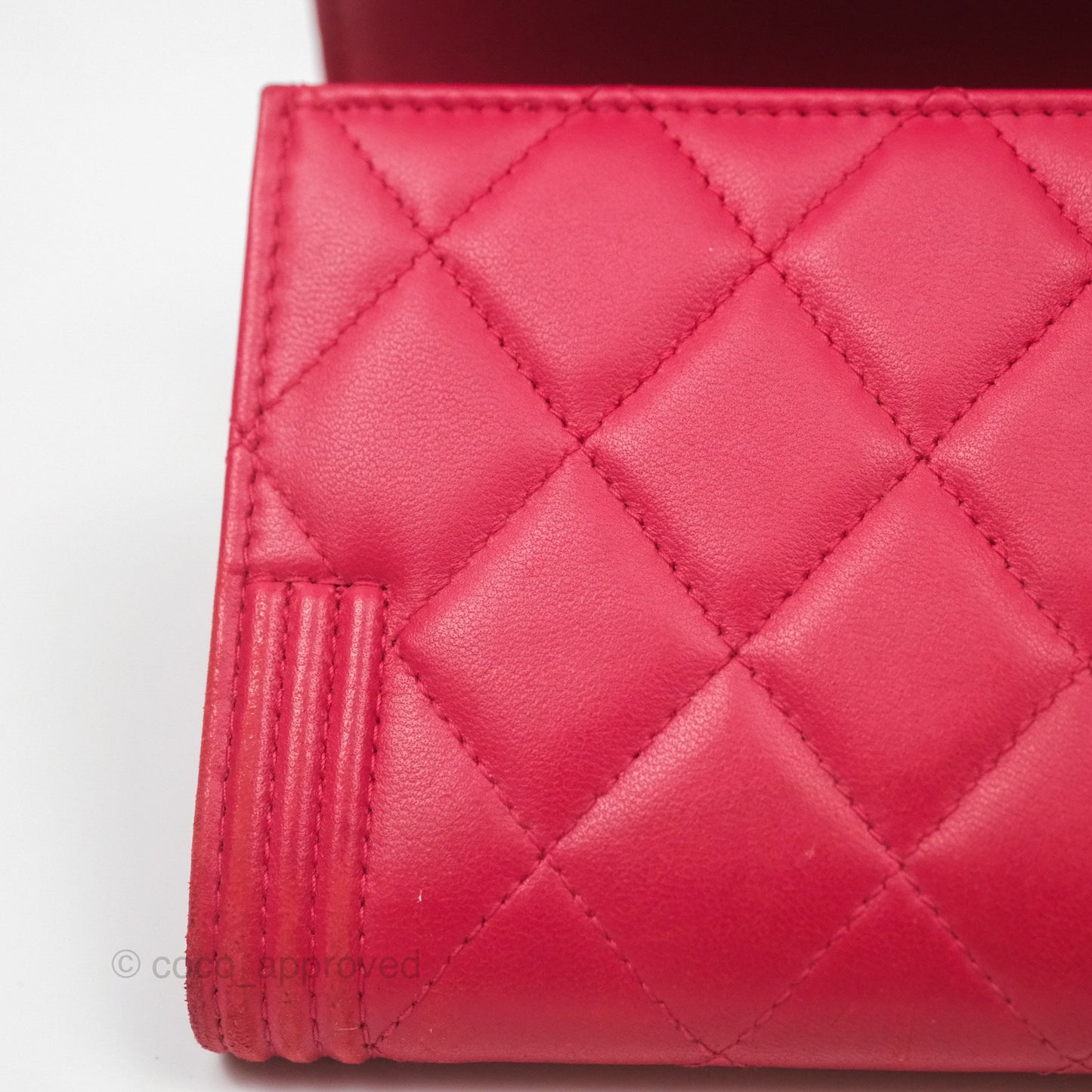 Chanel Quilted Boy Flap Long Wallet Red Lambskin Gold Hardware