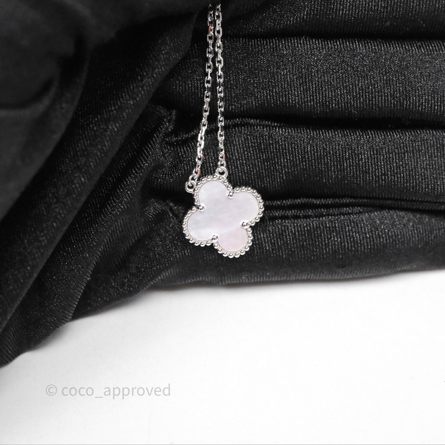 Van Cleef & Arpels Vintage Alhambra Pendant Necklace White Mother-of-pearl White Gold