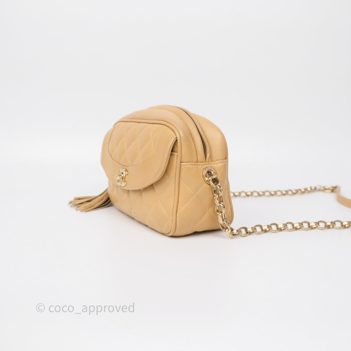Chanel Coco Vintage Camera Case Beige Calfskin Gold Hardware