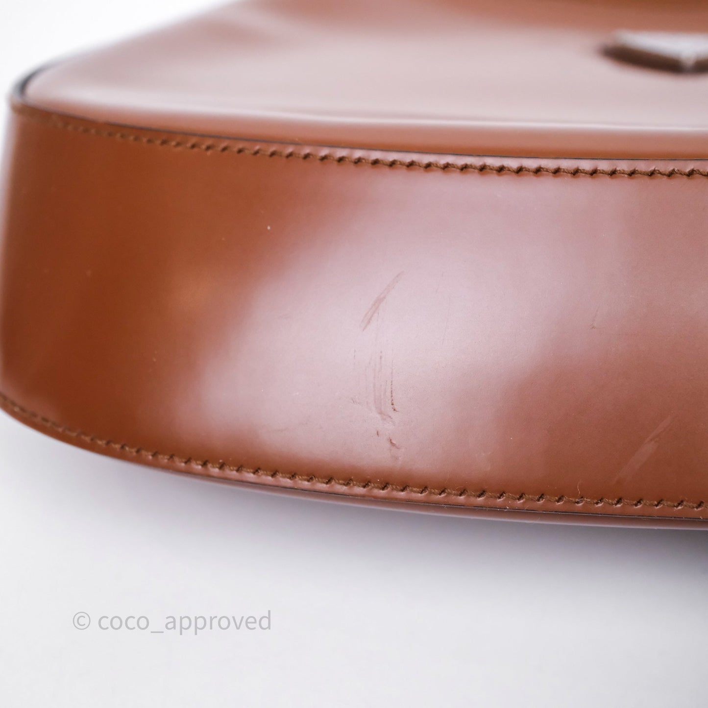 Prada Cleo Brushed Leather Shoulder Bag Brown
