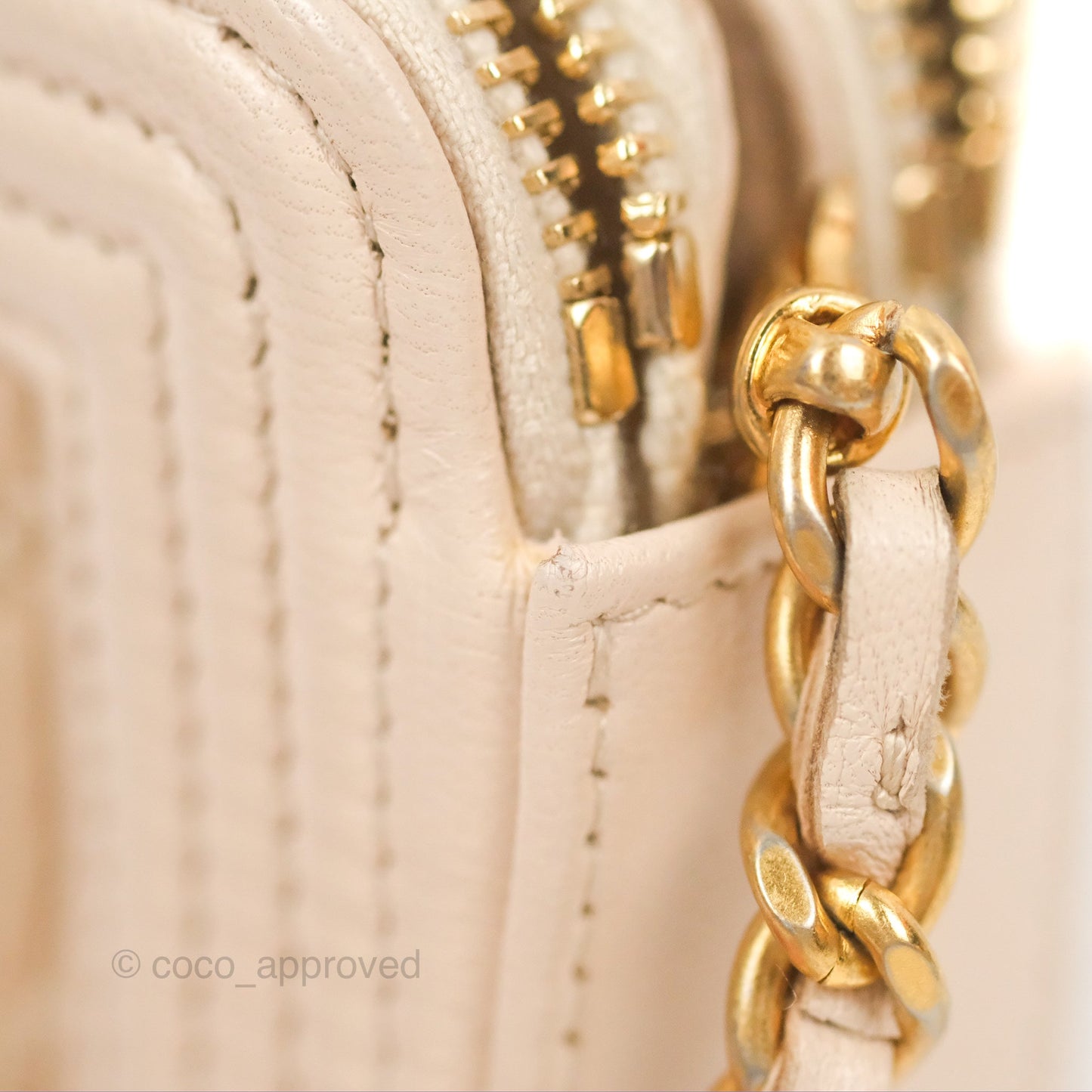 Chanel Boy Double Zip Clutch On Chain Chevron Pale Beige Aged Gold Hardware