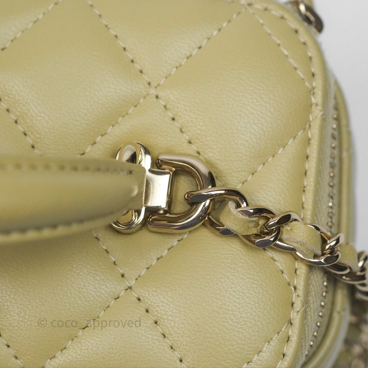 Chanel Top Handle Vanity with Chain Olive Green Lambskin Aged Gold Hardware
