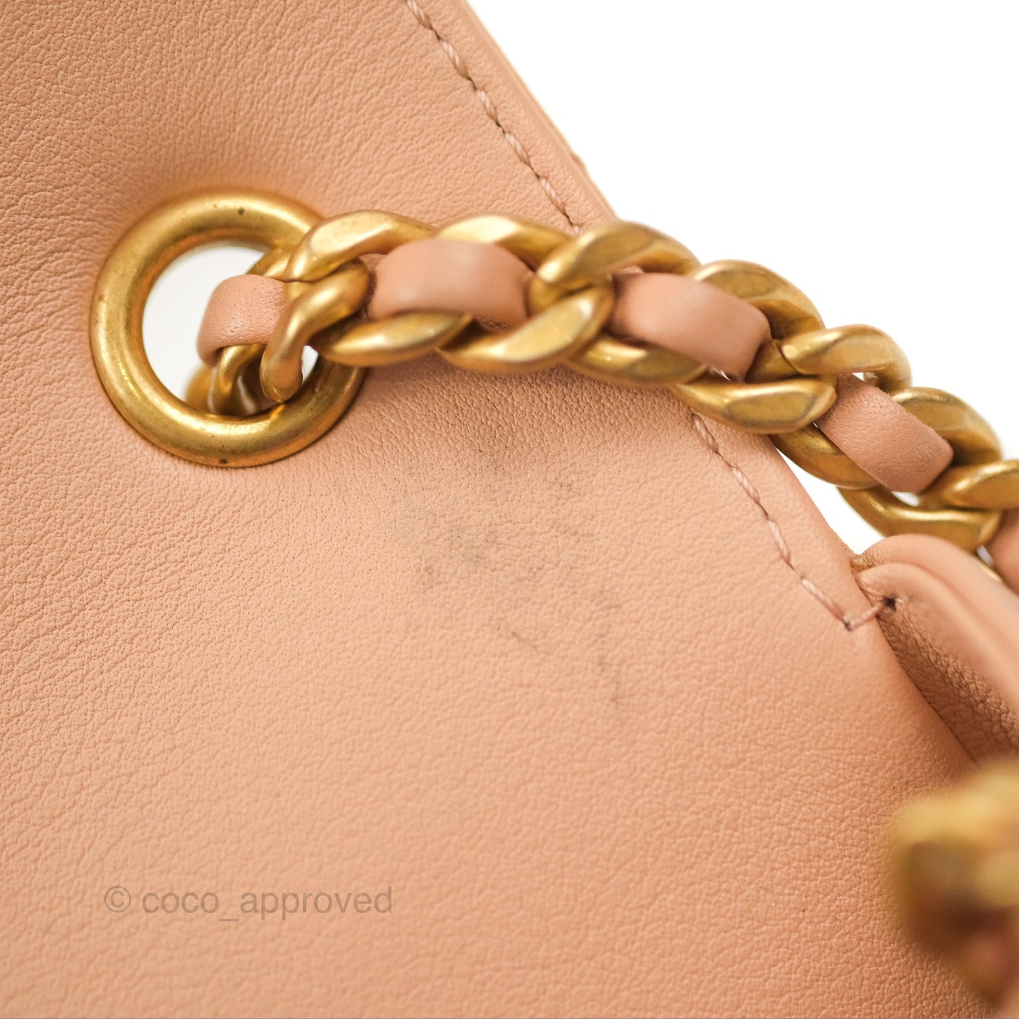 Chanel Messenger Bag Beige Pink Calfskin Aged Gold Hardware