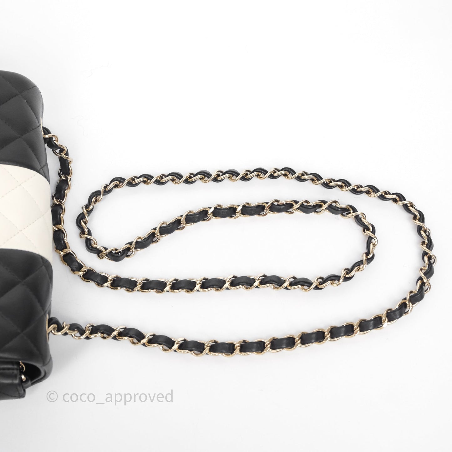 Chanel Mini Rectangular Flap Quilted Black White Lambskin Gold Hardware