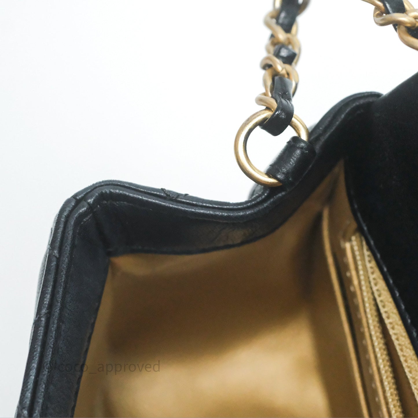 Chanel Pearl Crush Mini Square Quilted Black Lambskin Aged Gold Hardware