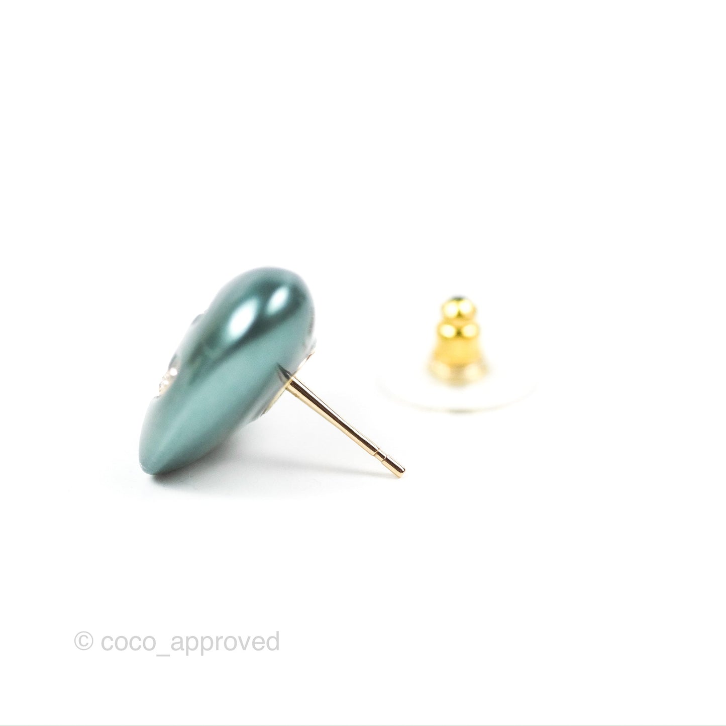 Chanel Metallic Blue Heart Crystal CC Earrings 21B