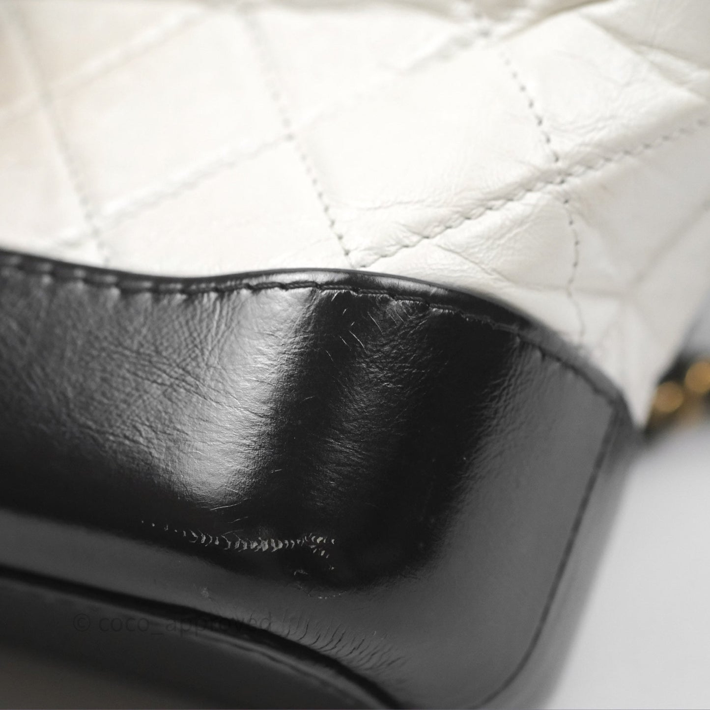 Chanel Small Gabrielle Hobo Quilted Black White Aged Calfskin