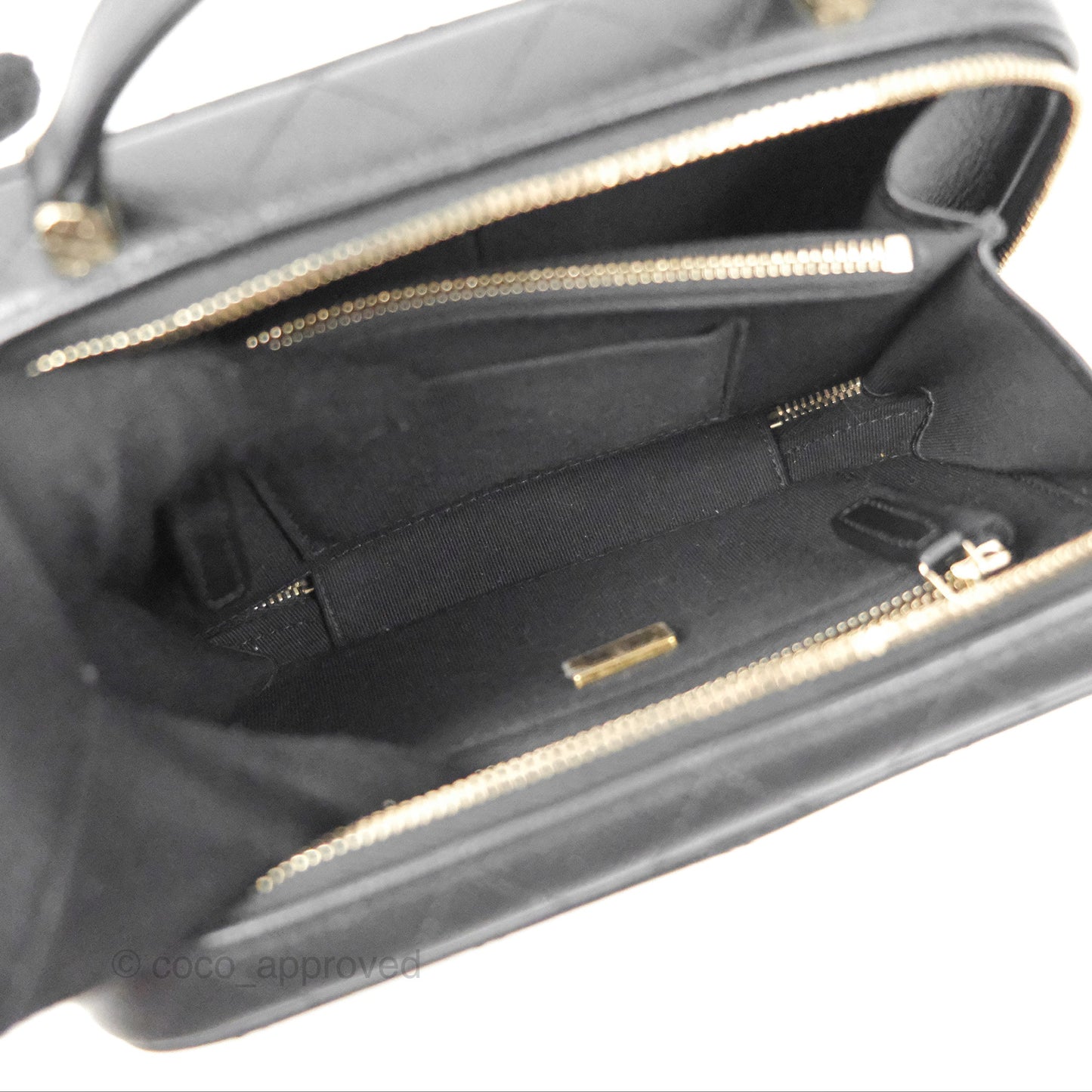 Chanel Quilted Top Handle Vanity Case Black Caviar Gold Hardware 22P