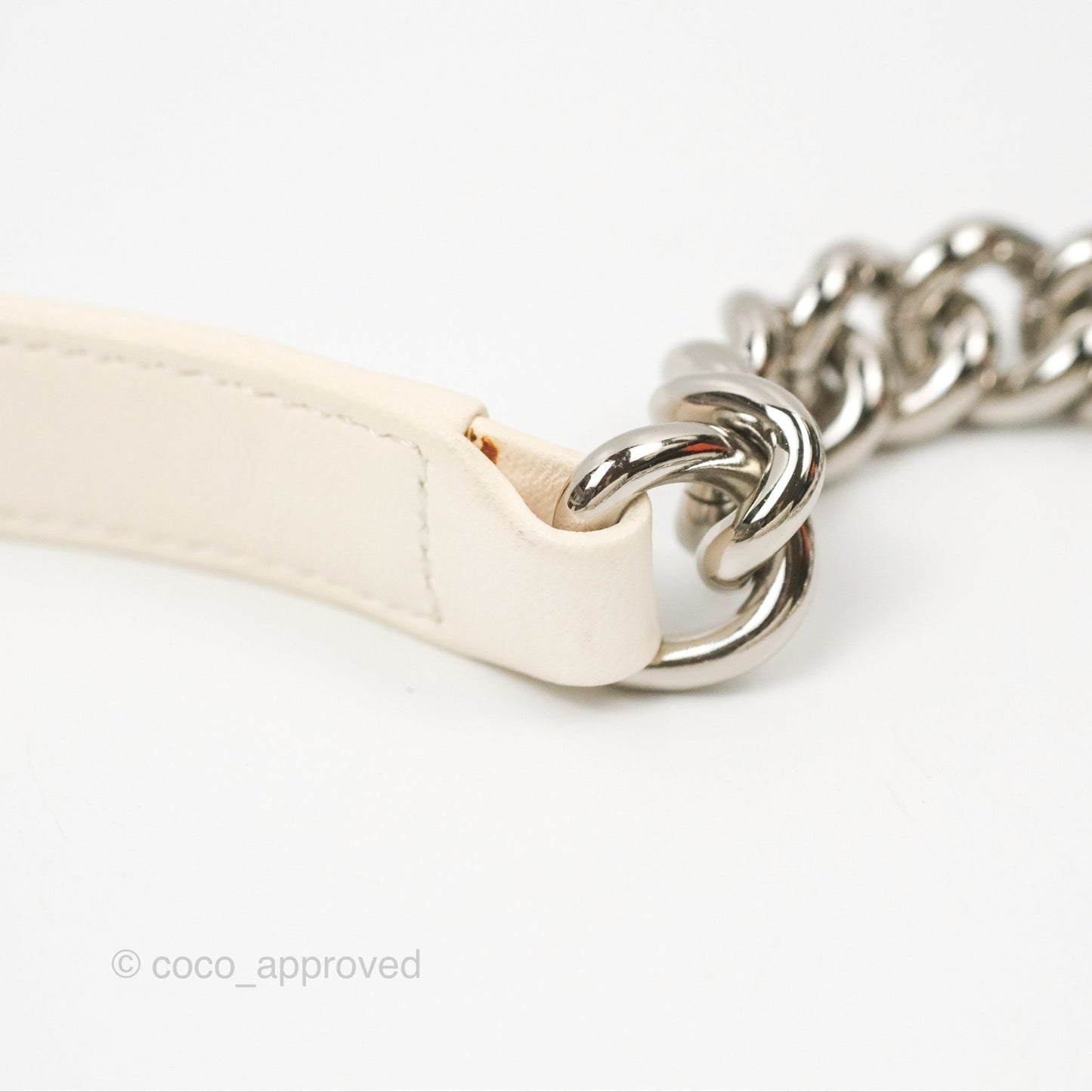 Chanel Medium Boy Sequins Quilted White Lambskin Silver Hardware