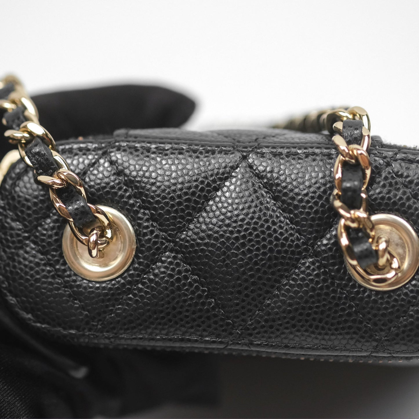 Chanel Classic Mini Vanity With Chain Black Caviar Gold Hardware