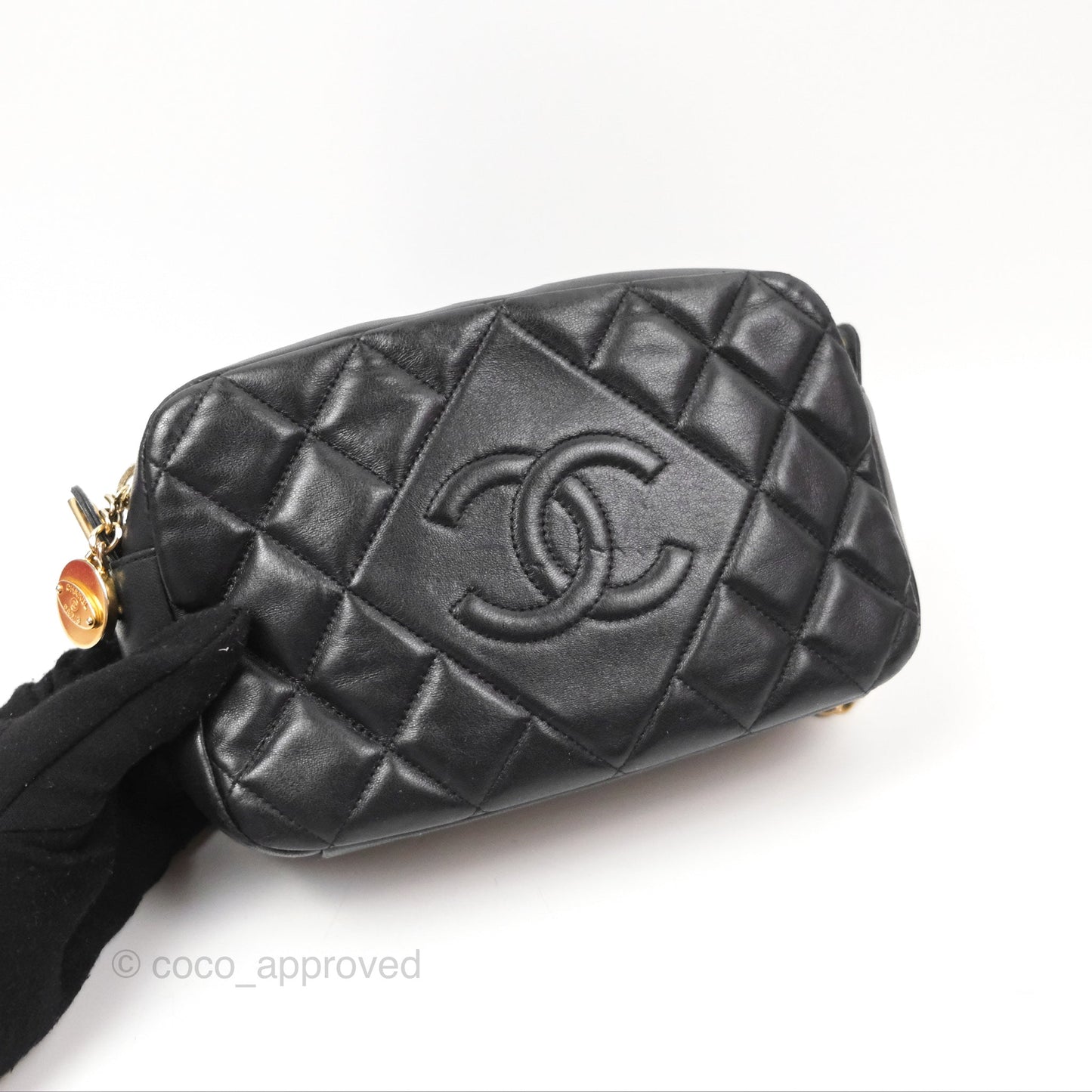 Chanel Small CC Camera Bag Quilted Black Lambskin Gold Hardware