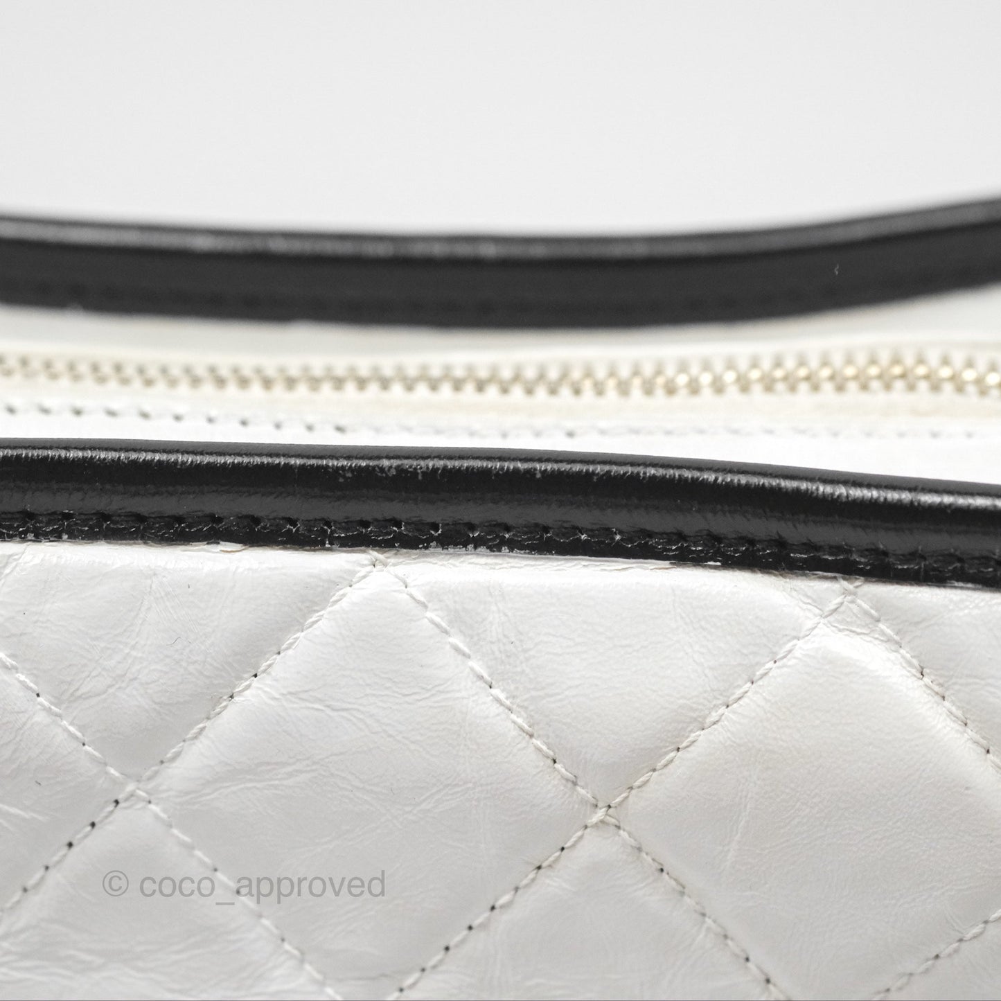 Chanel Small Gabrielle Hobo Quilted Black White Aged Calfskin