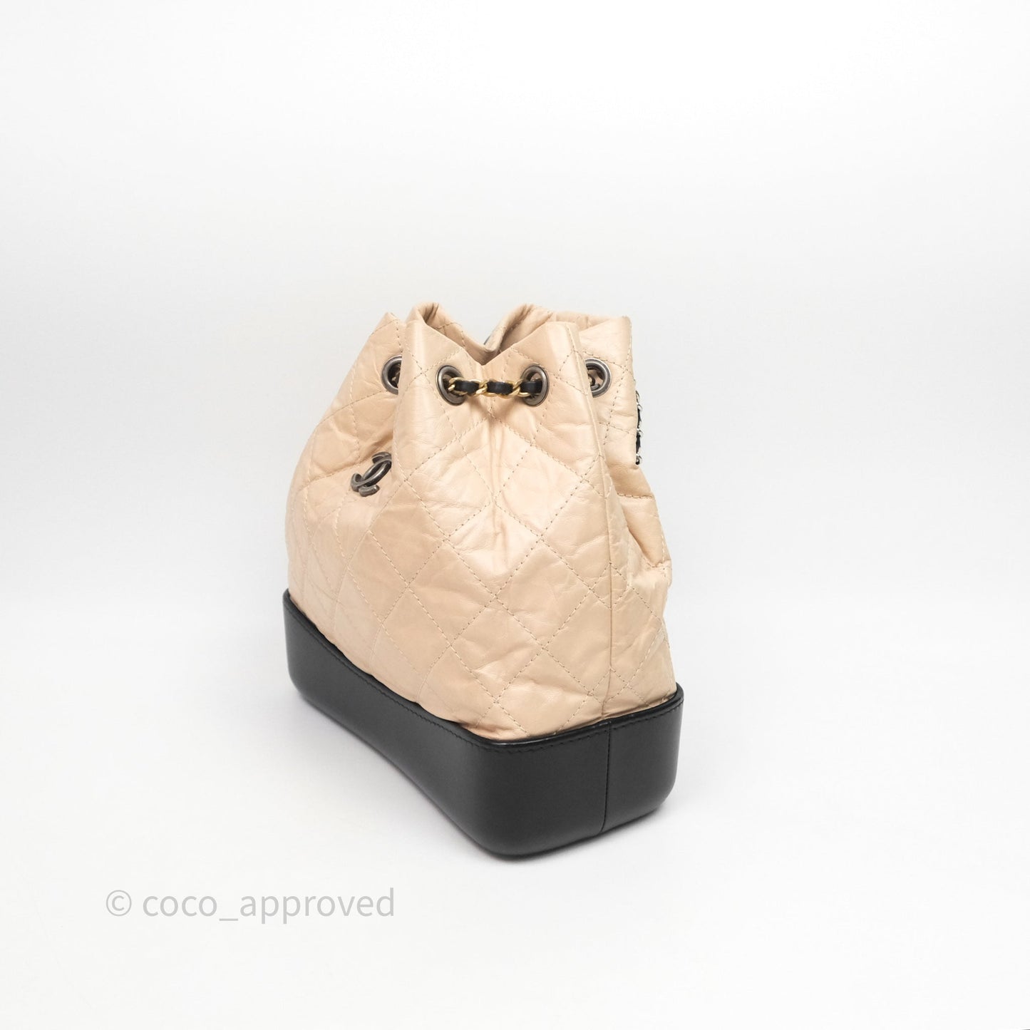 Chanel Quilted Small Gabrielle Backpack Black/Beige Aged Calfskin