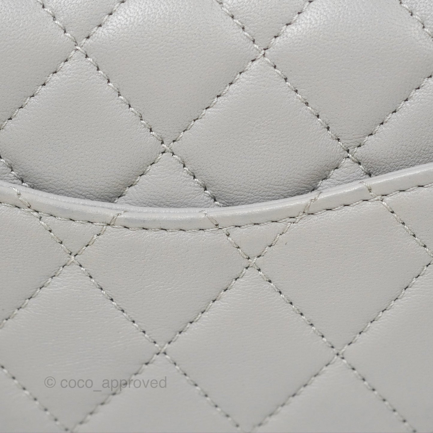 Chanel Pearl Crush Mini Square Quilted Light Grey Lambskin Aged Gold Hardware
